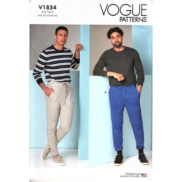 Vogue V1854 Mens 40 to 46 Jogger Style Pants Uncut Sewing Pattern - Picture 1 of 2